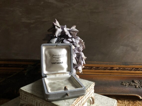 Antique Jewelry Box/ Grey leather Jewelry Box/ J