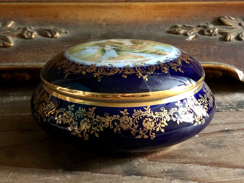 Trinket Box by Limoges France RARE Cobalt Blue and Gold Etsy