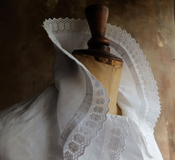 Antique French Cotton White Blouse/France 1930 /An