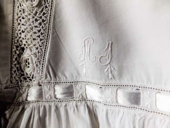 Antique French Nightdress/ White Cotton/ Handmade