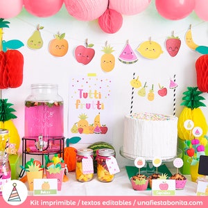 Pack imprimible para fiestas tutti frutti - Pack decoración para imprimir fiestas de verano -kit imprimible frutas -baby shower