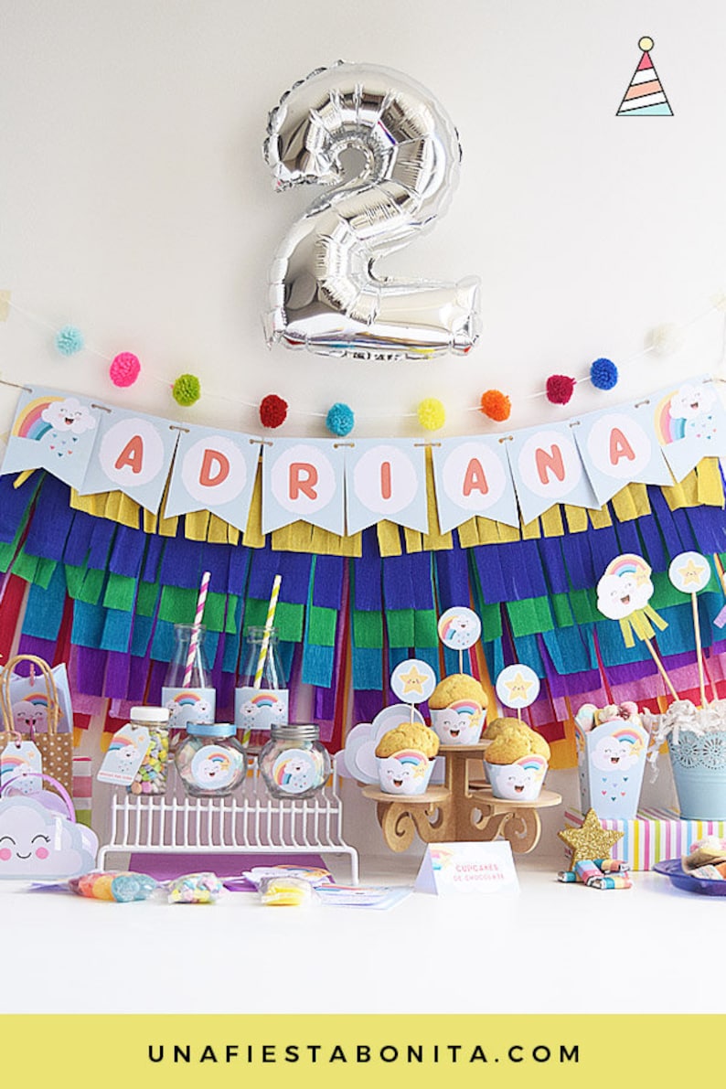 Kit Imprimible Para Fiestas Nubes Y Arcoiris Pack Para Etsy