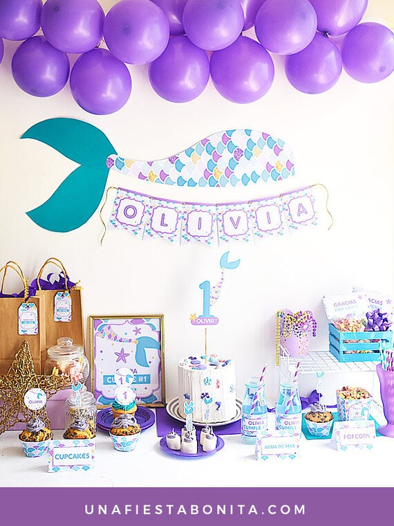 Kit printable Little mermaid for the first year: printable package for birthdays, decoration of mermaids, Il_570xn
