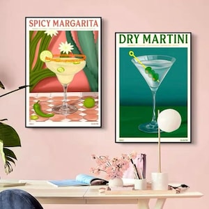Spicy Marg Cocktail Print, Cocktail Inspired Poster, Bar Cart Art Print, Kitchen Decor, Cocktail Gift, Margaritas, Gifts for her, 30th