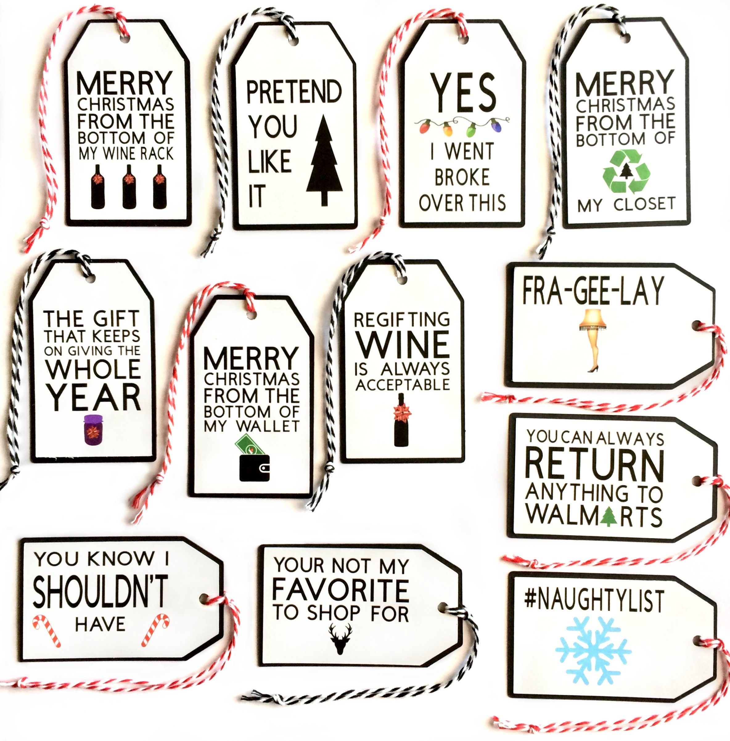 Funny Christmas Gift Tags, Gag Gift Tags, Funny Christmas Packaging, White Elephant Gift, Naughty or Nice, Gift Labels, Christmas Packaging