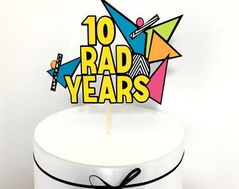 Neon Cake Topper, 80s Party, Birthday Cake, Neon Cake Topper, Rad Cake Topper, 90s Birthday Party, Cake Topper, Skate Party Decor, Dessert