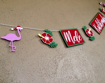 Christmas in July, Beach Christmas, Mele Kalikimaka Hawaiian Christmas Banner, Tropical Christmas Party Decor, Christmas Luau