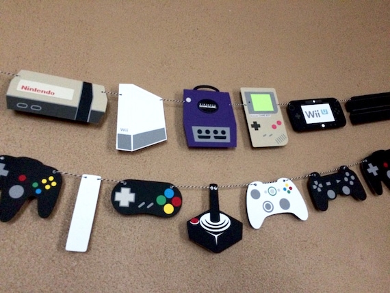 Retro Video Game Birthday Theme Banner Gamer Party Garland Etsy Retro Video Game Birthday Theme Banner Gamer Party Garland Etsy