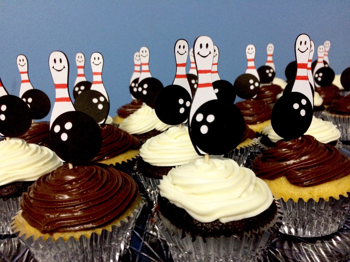 Bowling Cupcake Toppers Bowling Party Bowling Bowling Party Etsy