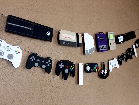 Retro Video Game Birthday Theme Banner Gamer Party Garland Etsy Retro Video Game Birthday Theme Banner Gamer Party Garland Etsy