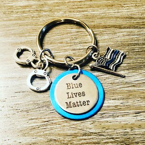 Porte-clés Blue Lives Matter, breloques en acier inoxydable, cadeau de la police
