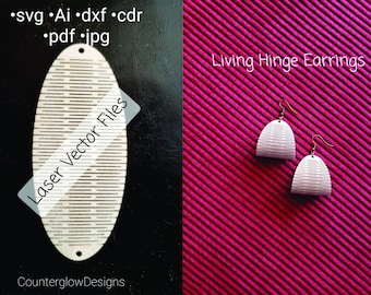 Vector Laser Files for Living Hinge Earrings (svg, Ai, dxf, cdr, pdf, jpg)