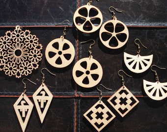 Laser-cut Earring and Pendant Files (Includes designs for 5 sets of earrings and one pendant)