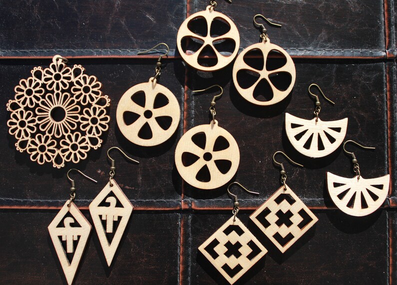 Lasercut Earring and Pendant Files includes Designs for 5 Etsy