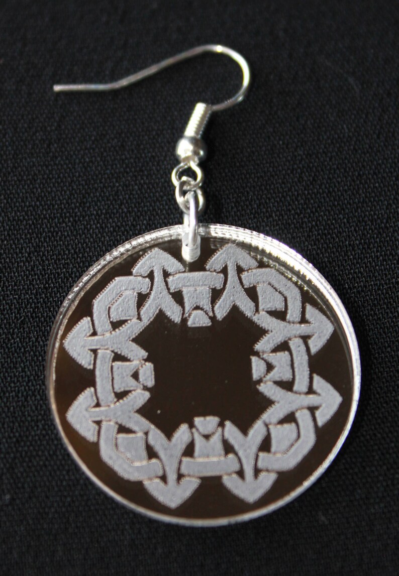 Lasercut and Engraved Mirrored Acrylic Earrings Etsy