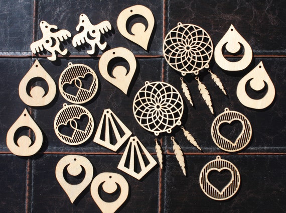 Set of 9 Laser-Cut Earring Files (Includes Adobe Illustrator, PDF, Corel Draw, SVG and DXF Files)