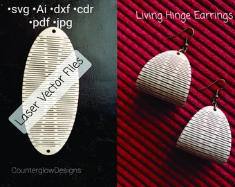 Vector Laser Files for Living Hinge Earrings (svg, Ai, dxf, cdr, pdf, jpg)
