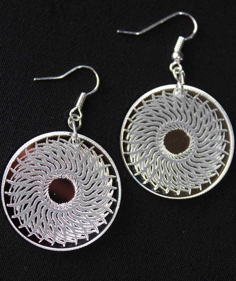Lasercut and Engraved Mirrored Acrylic Earrings Etsy