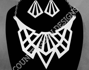Make Your Own Laser-Cut Necklace and Earring Set (Contains SVG, DXF, bmp, PDF, and Adobe Illustrator files)