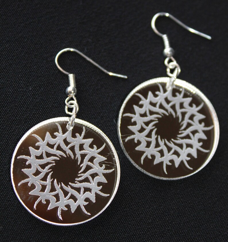 Lasercut and Engraved Mirrored Acrylic Earrings Etsy