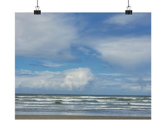 Ocean Beach Seascape Matte Horizontal Poster | Coastal Sky Waves
