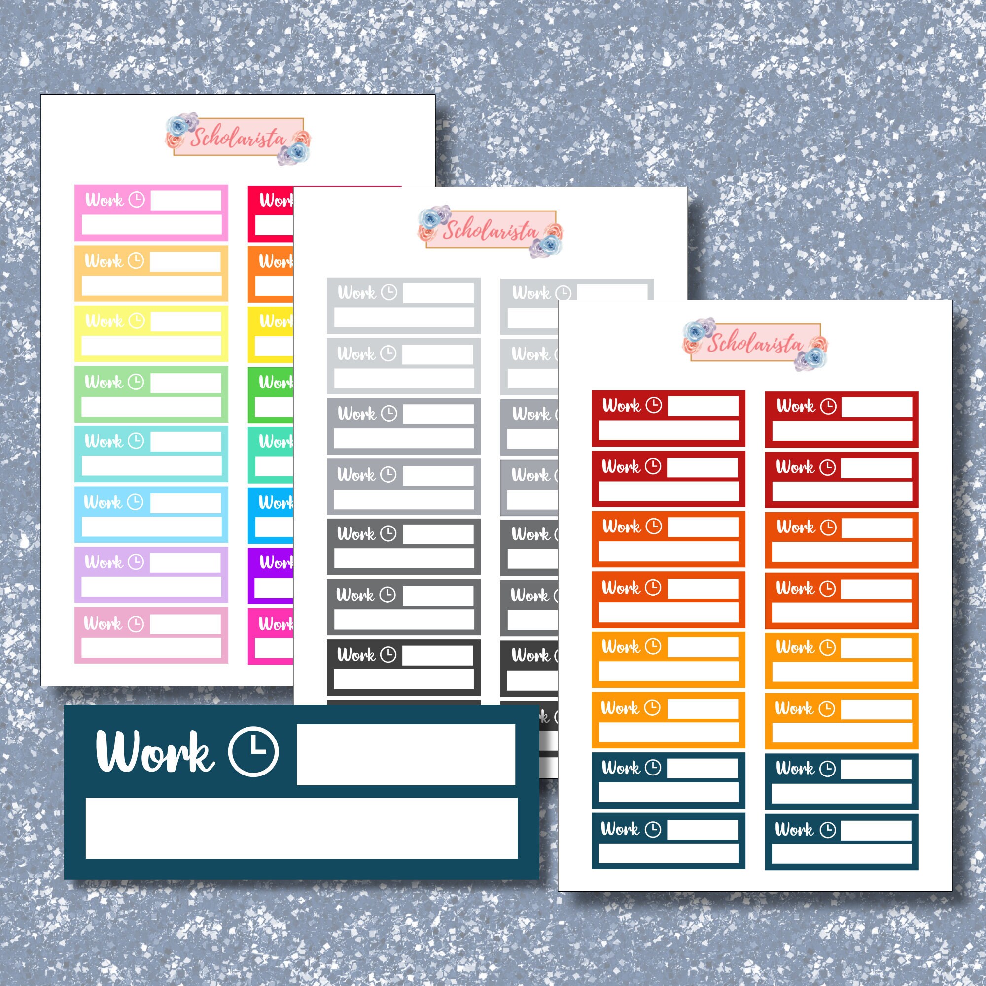 Work Schedule Planner Stickers Glitter Rainbow Neutral | Etsy