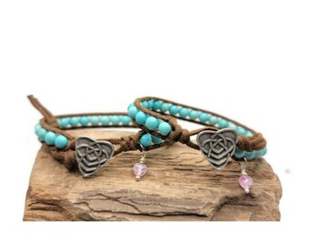 Celtic Motherhood Vegan Leather Wrap Bracelet Set Magnesite