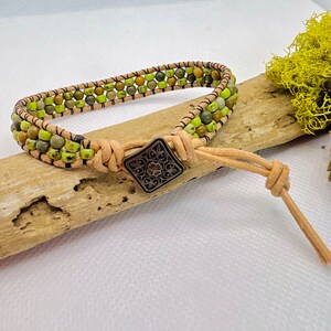 Single Beaded Leather Wrap, Beaded Leather Wrap Bracelet, Leather Jewelry, Leather Bracelet