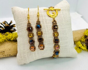 Handmade Beaded Bracelet and Earring set, Beaded Jewelry set, Greatest Joy Gifts, Beaded Jewelry