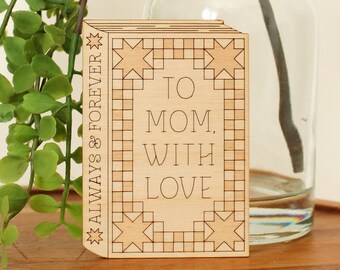 Mother's Day Mini Wood Book Card • Book Lover Mom Gift • Inspirational and Encouraging Mom Card • First Mother's Day • Unique Wooden Card