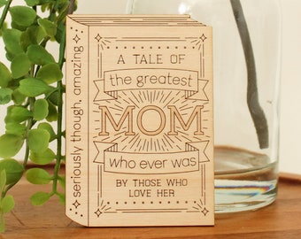 Mother's Day Mini Wood Book Card • Book Lover Mom Gift • Inspirational and Encouraging Mom Card • First Mother's Day • Unique Wooden Card