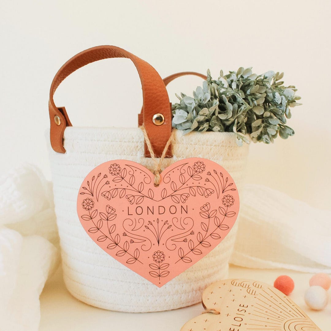 Valentine's Day Name Tag • Personalized Valentine's Day Heart Basket ...
