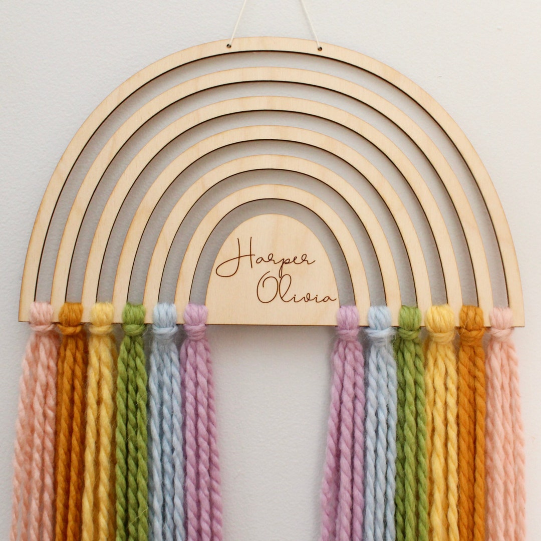 Custom Wood Rainbow Wall Hanging Personalized Nursery Sign Etsy