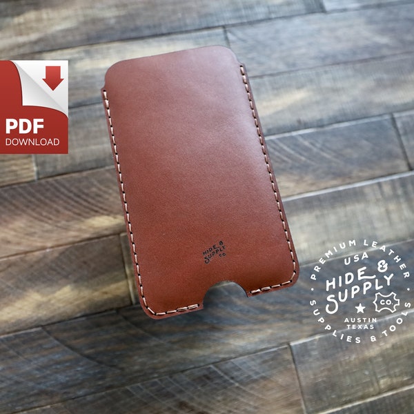 iPhone Sleeve Case Template Pattern Guide -  PDF (8.5" x 11" + A4 Format) - Leather Crafting