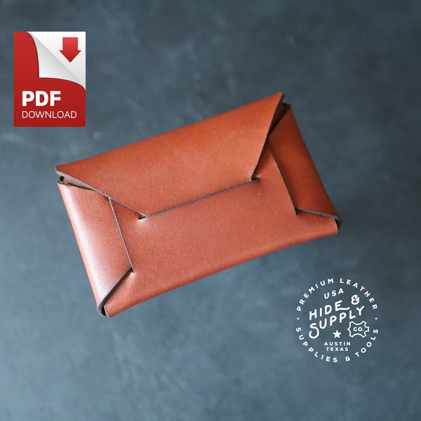 Conception facile de portefeuille d'enveloppe sans couture - Guide de modèle de porte-cartes - PDF (8,5 "x 11" + Format A4) - Artisanat du cuir