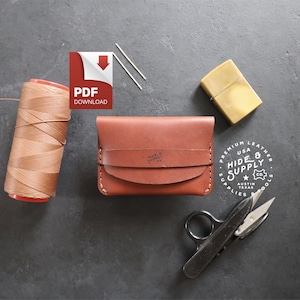 Flap Wallet Two Pocket - Guía de patrones de plantilla de estuche para tarjetas - PDF (8,5" x 11" + formato A4) - Elaboración de cuero