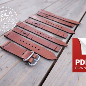 Watch Strap Band Template Pattern Guide Set - 18mm 20mm 22mm 24mm PDF (8.5&quot; x 11&quot; + A4 Format)