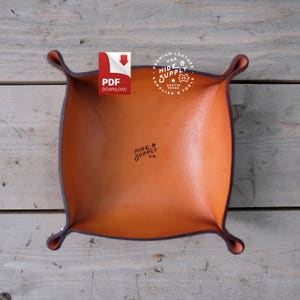 Valet Catch-All Tray Template Pattern Guide -  PDF (8.5&quot; x 11&quot; + A4 Format) - Leather Crafting
