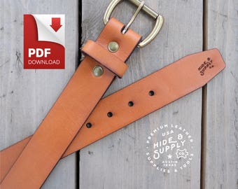 Standaard 1,5" riemuiteindesjabloonpatroongids - Billet, Buckle, & Keeper - PDF (8,5" x 11" + A4-formaat) - Lederbewerking