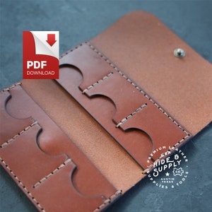 Portafoglio con custodia per scheda SD - Guida ai modelli modello - PDF (formato 8,5" x 11" + formato A4) - Lavorazione della pelle
