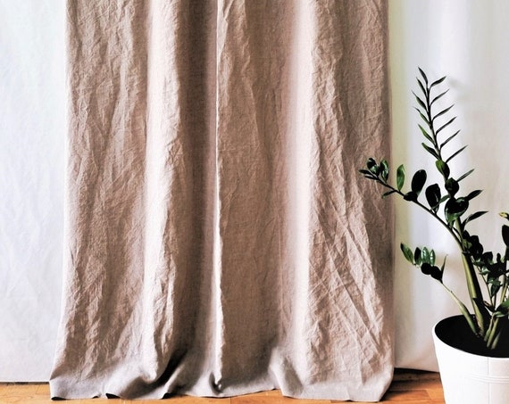 Linen tie top curtains Natural linen curtains Shabby chic curtains Bedroom curtains Custom curtains