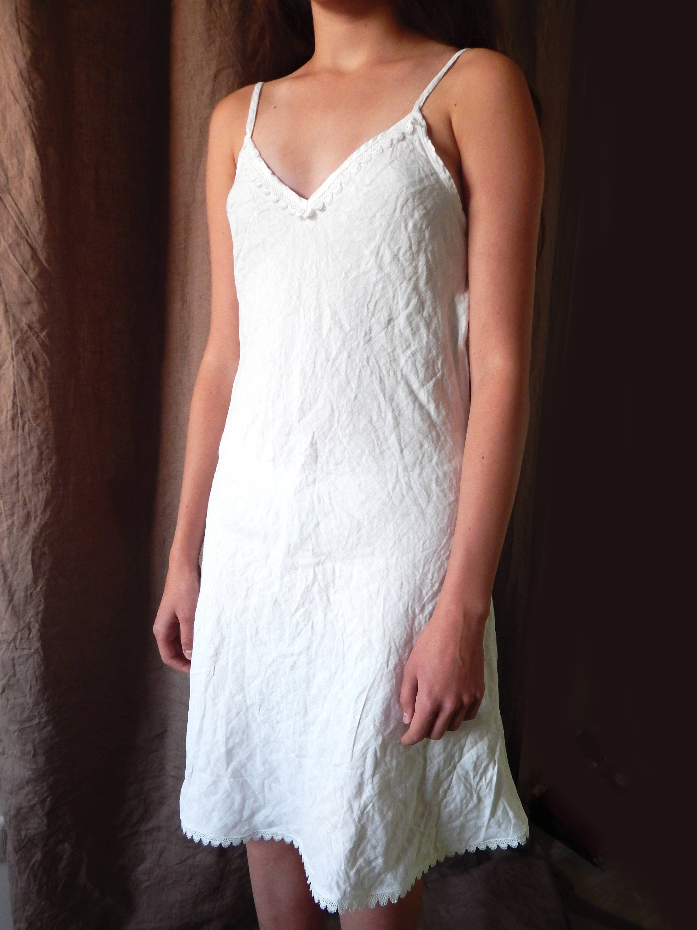 Linen Nightgown White Linen Slip Dress Women Sleepwear Linen Etsy