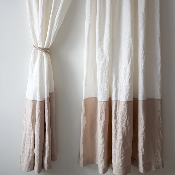 Linen Curtains In Two Colors Shabby Chic Curtains Organic Etsy