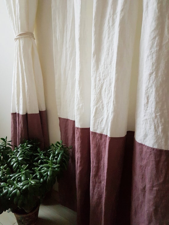 Linen Curtains In Two Colors Shabby Chic Curtains Blackout Etsy