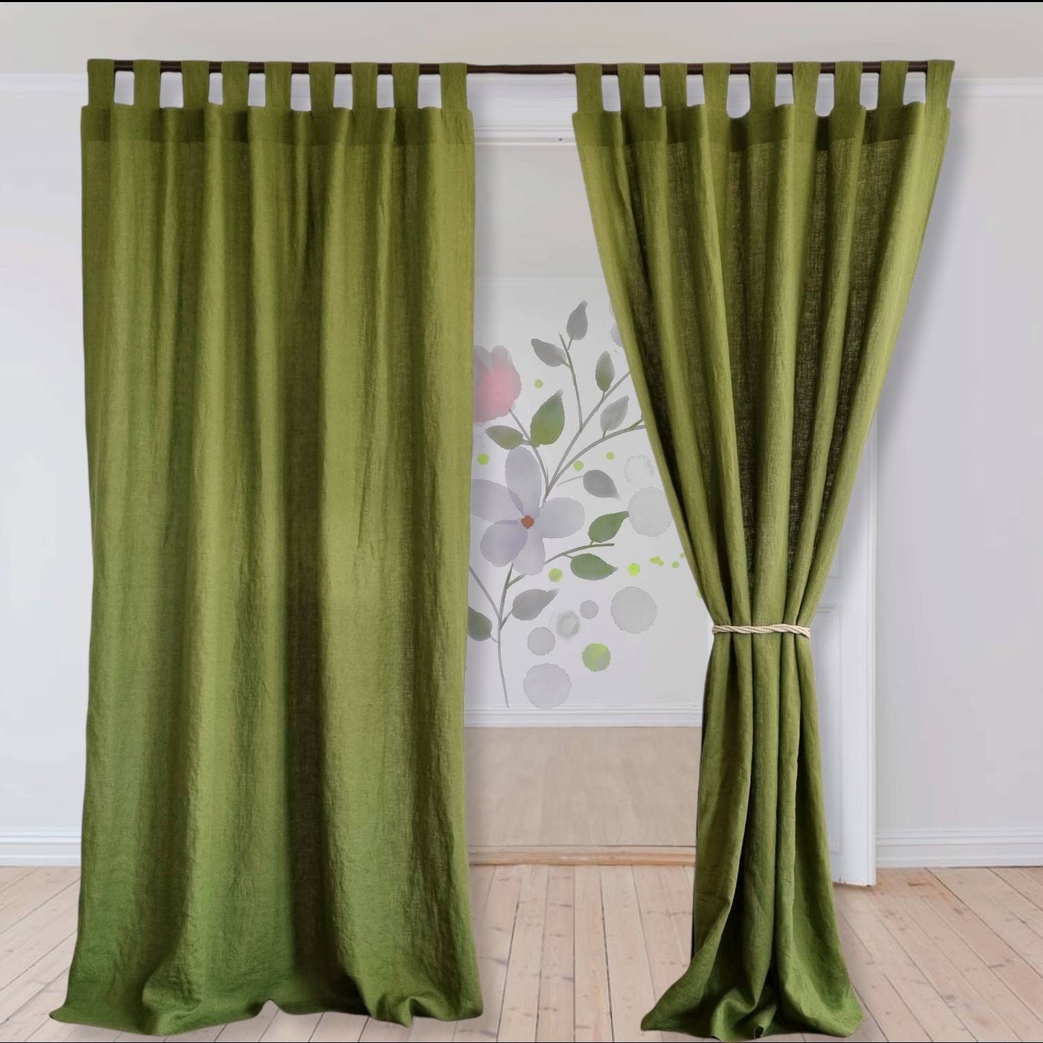 Rideaux De Lin En vert