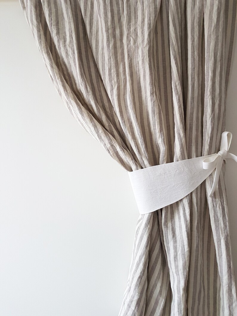Curtain Tie Back Linen Curtains Holder Organic Curtains Linen Etsy