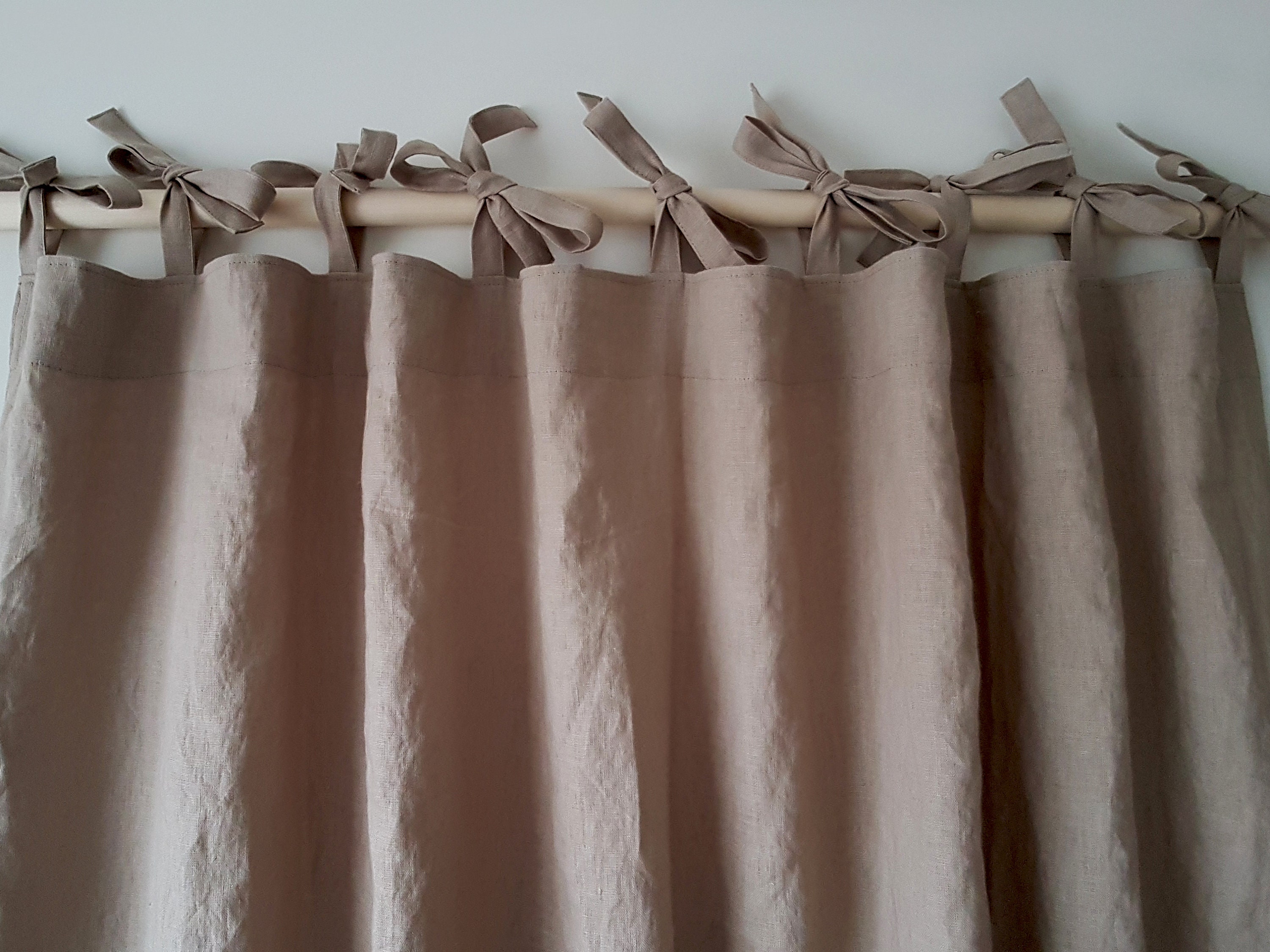 Linen Tie Top Curtains Natural Linen Curtains Shabby Chic Etsy
