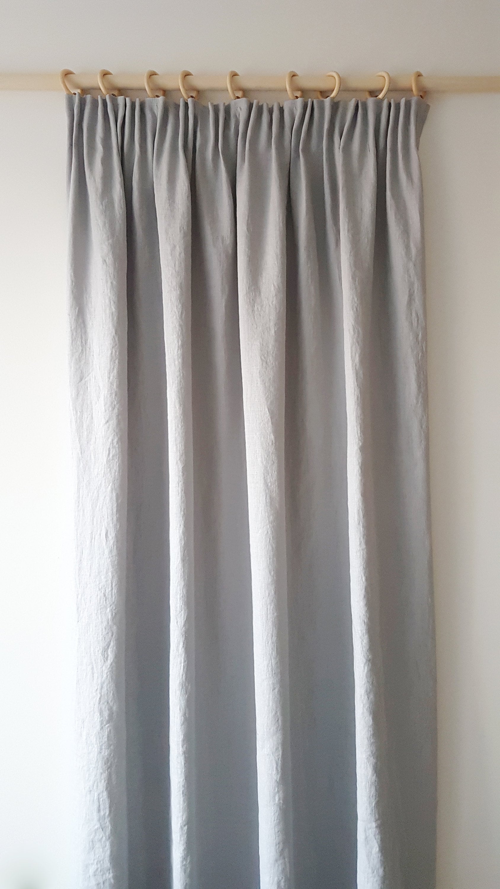 Linen Pencil Pleat Curtains Shabby Chic Curtains Grey Curtains