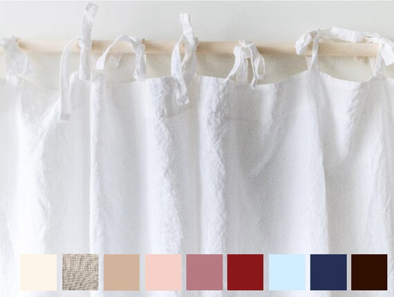 Tie Top Curtains Linen Curtains Natural Curtains Kitchen Etsy