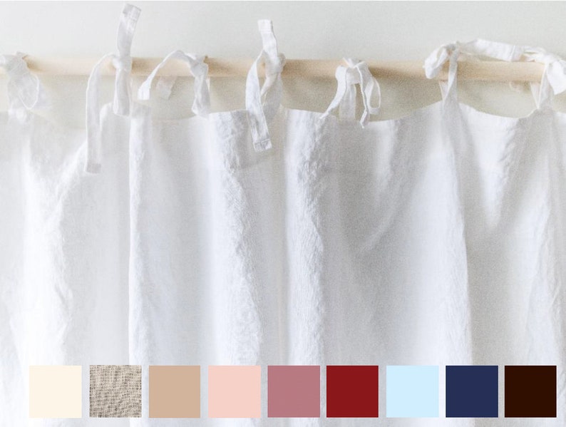 Linen Tie Top Curtains Baby Girl Nursery Shabby Chic Curtains Etsy